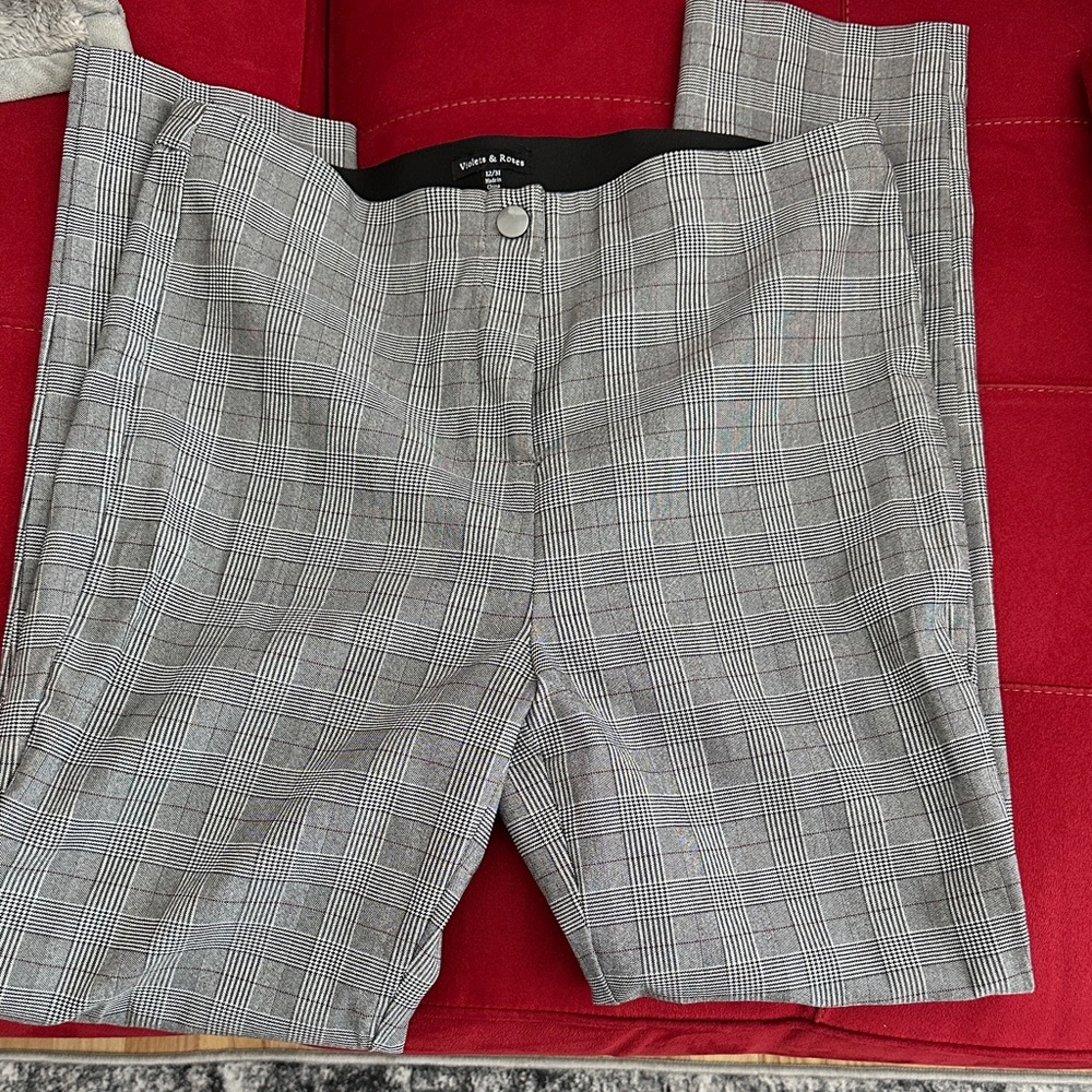 Violets & Roses Gray Plaid Trousers size 12